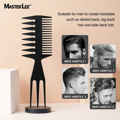 1pc Multi-Function Wide-Tooth & Dense-Tooth Comb, Vintage Oil Hair Styling Tool For Men, Hair Styling Brush, Barber/Salon Hair Brush