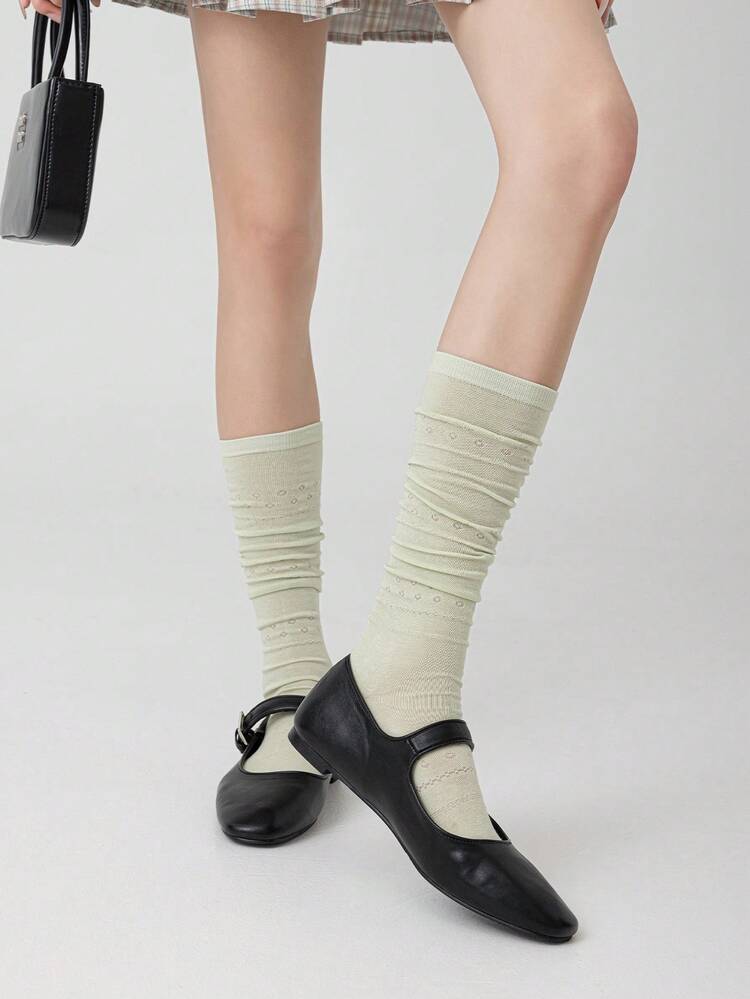 1双女士过膝袜，轻薄学院风修身显瘦袜，适合春夏穿着，可搭配裙子，百搭实用 - 彩色 - 查看 10