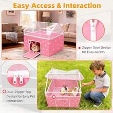 Cat Playpen Puppy Playpen Small Dog Pet Crate Tent Cage Indoor Outdoor Cat House Enclosure Kennel Dogs/Cats/Rabbits/Hamster Pink - Pink - View 1