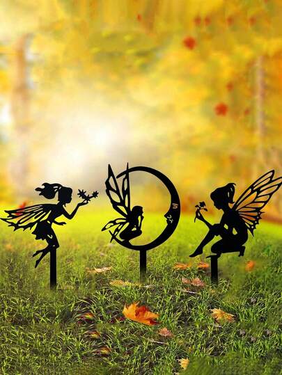 1 peça/3 peças Estaca de Solo para Decoração de Jardim de Fadas, Decoração de Arte de Fadas de Metal para Jardim, Gramado, Decoração de Escultura de Jardim, Decoração de Feriados, Estátua e Escultura de Jardim, Arte em Metal Artesanal