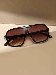 Retro 2000s Style Unisex Large Frame Single Lens Sunglasses, Suitable For Women With Round Faces, Essential For Summer Vacation And Parties, UV Protection - Multicolor - View 2