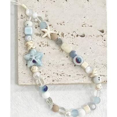 1pc Summer Sea Breeze Blue Starphone Chain - Fresh And Cute CCD Hanger - DIY Hanging Decor - Camera Anti-Detachment Rope - Blue Style
