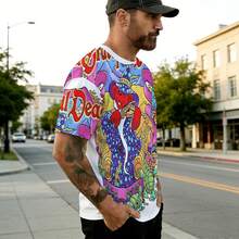 Wizard Bear Graphic Summer Cotton T Shirt Bohemian & Retro Style, Round Neck Short Sleeve, Slight Stretch, Leisure Comfort. - màu đen - Xem 6
