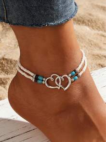 16pcs Versatile Minimalist Crystal Butterfly, Faux Pearl, Evil Eye, Starfish, Shell Elements Anklet Set, Suitable For Women & Girls, Beach Holiday Travel Gift - Yellow Gold - View 5