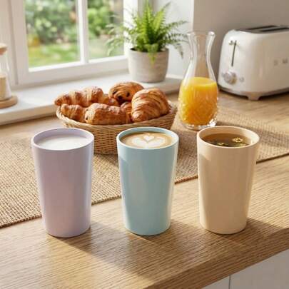 3PCS Baby Unbreakable Reusable Drinking Cups Set Of 3 Colors, Plastic Toothbrush Cup Tumblers