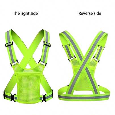 1 pieza Chaleco reflectante con correa ajustable, Chaqueta reflectante para exteriores, Con bolsa de almacenamiento, Adecuado para ciclismo, footing, correr, caminar