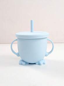 1pc Baby Silicone Material Cute Footprint Bottom Grip Dual-Ear Straw Cup, Suitable For Everyday Baby Drinking - Multicolor - View 15