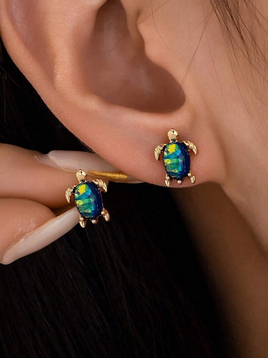 1 Đôi Khuyên Tai Hình Rùa, Trang Sức Mùa Hè, Đại Dương - Nhiều màu - Xem 1