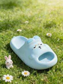1双可爱卡通女士EVA厚底防滑平底休闲拖鞋，适合春夏穿着 - 淺藍色 - 查看 8