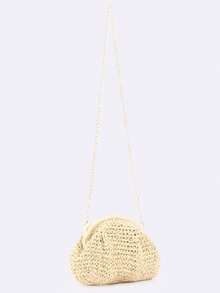 Handmade Crochet Cloud Bag, Fashion Women's Handbag, Fresh Chain Shoulder Bag, Versatile Chic Style, Chain Mini Crossbody Bag - Beige - View 3