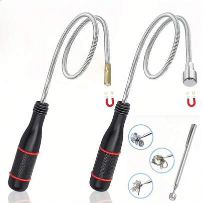 3件套重型磁性夹具和磁性吊具，配备可伸缩、可弯曲的磁杆 - 灵活的磁性拾取工具，带快速释放锁，重型金属结构，适用于汽车维修、建筑车间 - 可重型吊装小型/中型/大型金属零件 - 兼容钥匙锁系统 - 是机械师和DIY项目的理想之选，磁性抓取器、磁性回收器、强力磁性清扫器