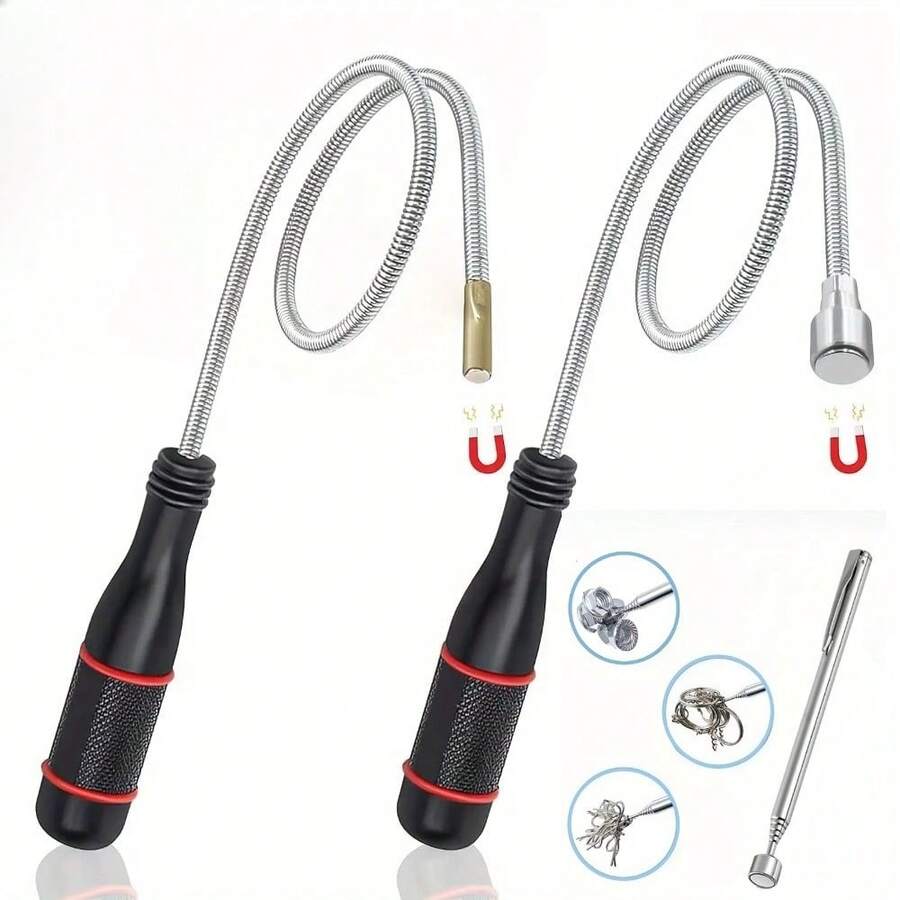 3pcs Heavy Duty Magnetic Clamps And Magnetic Lifters With Telescopic Extendable, Bendable Magnetic Rods - Flexible Magnetic Pickup Tools, Heavy Duty Metal Construction, Suitable For Automotive Repair, Mechanics And DIY Projects, Magnetic Grabber Tools, Magnetic Pickup Tools, Powerful Magnetic Sweeper - 3PCS - View 1