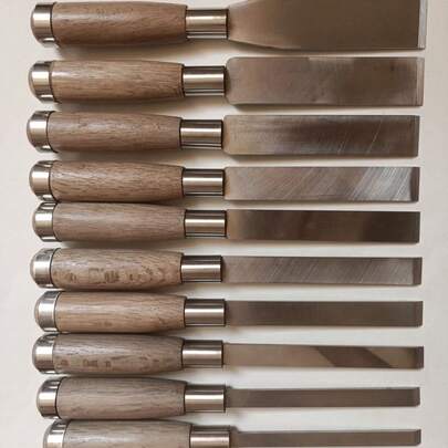 1 件 3 毫米厚多用途凿子，榉木实木木工凿子，65Mn 高速钢复古手工凿子套装，更硬，不卷曲，更锋利耐用（随机发送 2 种手柄款式）