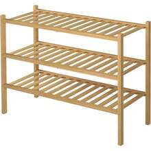 3 Tier Bamboo Shoe Rack For Closet Free Standing Wood Shoe Shelf Storage Organizer For Entryway Small Space Stackable 27"X11"X20" (Natural) - thiên nhiên - Xem 7