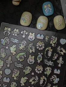 1Sheet 5D Soft Embossed Relief Nail Stickers Cute Lily Of The Valley Self Adhesive Slider Stickers Press On Nails DIY Japanese Nail Art Dec - Multicolor - View 5