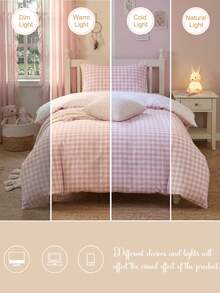 2pcs/3pcs Pink Fresh & Cute Striped Kids Bedding Set (1 Duvet Cover + 1/2 Pillowcase, Without Filler), Made Of Soft & Skin-Friendly Polyester Fabric, Suitable For Daily Use, Master Bedroom, Guest Room, All Seasons - Multicolor - View 8