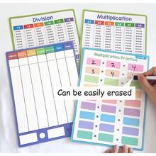 4pcs/Set Math Multiplication Division Chart For Kids Double Side Multiplication Table /Multiplication Practice Manipulatives Chart Kid Quick Calculation Math Training Whiteboard Home School Teaching Tools - Multicolor - View 7