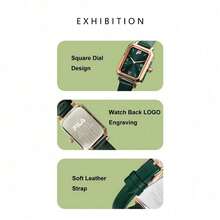 FILA 38-6248 Green Square Dial Quartz Watch Leather Strap 30M Waterproof Light Luxury Ladies Wristwatch - one-size - View 5