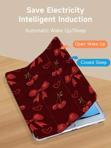 Kingsung Ốp bảo vệ máy tính bảng họa tiết nơ và anh đào, tương thích với iPad 9.7/10.2/10.5/10.9/12.9/Pro 11, thế hệ thứ 10, tương thích với Samsung Galaxy Tab S6 Lite 10.4 inch, tương thích với Kindle Paperwhite thế hệ thứ 12 2024, Kindle thế hệ thứ 11 2022, Kobo Clara Colour, chống rơi vỡ, chân đế thông minh/tự động bật/tắt màn hình. - Nhiều màu - Xem 5