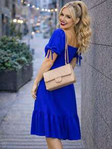 VESTIDO LARGO TIPO CAMPESINO CON MANGA MOD. ALY - azul real - Ver 3