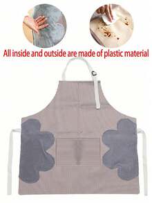 Celemek Dapur Bergaris yang Mudah Dibersihkan, Celemek Pelindung Tahan Minyak untuk Rumah, Tahan Air, Celemek Memasak Tahan Noda untuk Wanita, Pria, Koki, BBQ, Kerajinan Tangan, Penggunaan di Luar Ruangan, dengan Kantong Lembut yang Menyerap - celemek - View 13