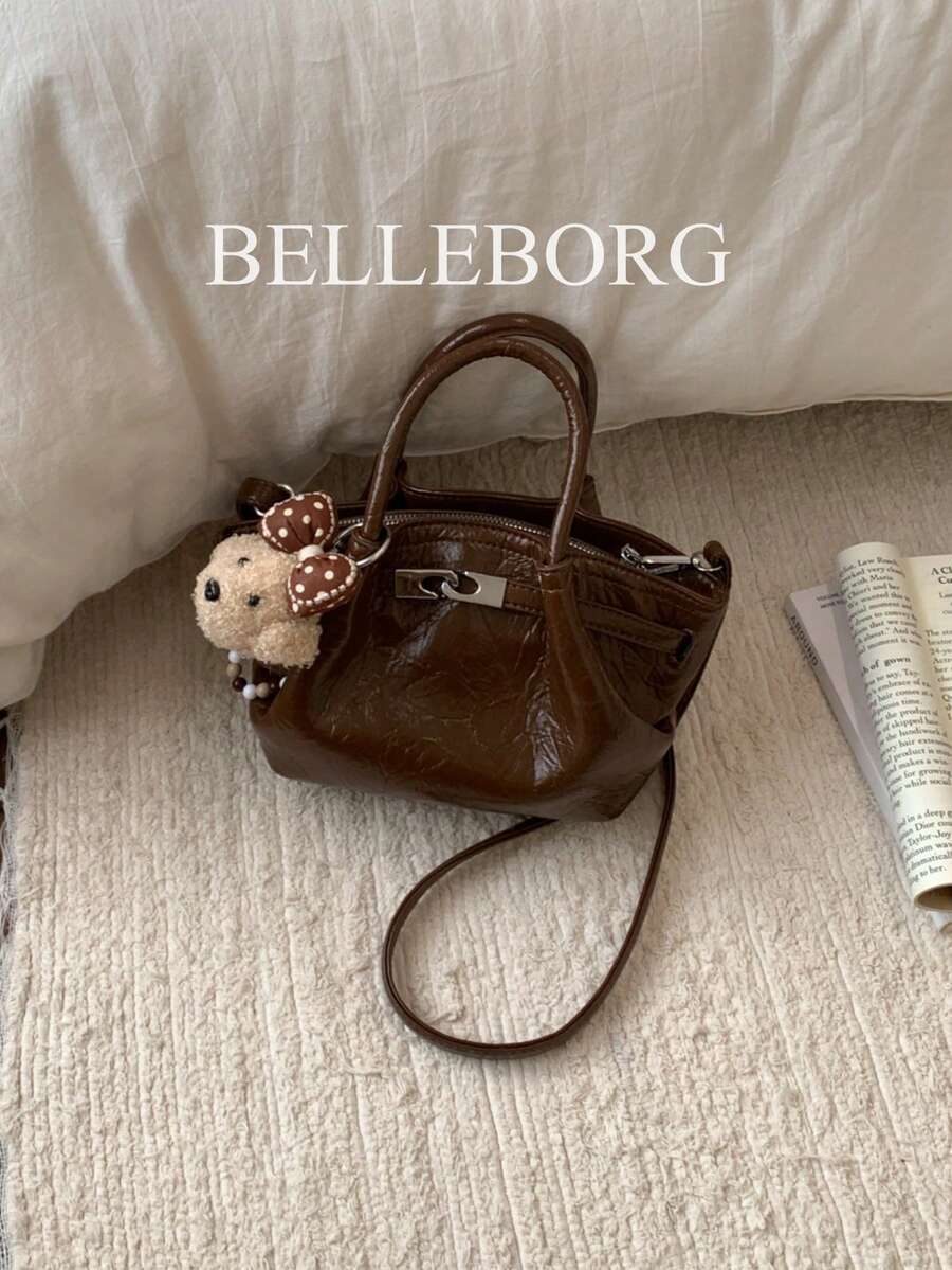 Túi xách thời trang nhỏ gọn, thanh lịch, tối giản, đa năng kèm mặt dây chuyền dành cho nữ. - Cà phê - Xem 1