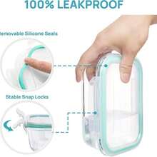 TUMATICLY 8PCS Glass Food Storage Containers With Lids, Food Storage Containers, Leak-Proof, Suitable For Fruits, Vegetables, Kitchen, Picnic, Meal Preparation, Refrigerator - 綠色 - 查看 5