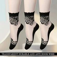 5 Pairs Women's Solid Black & Beige Thin Breathable Polka Dot Socks, Versatile Casual Everyday Wear, Spring/Summer - Multicolor - View 6