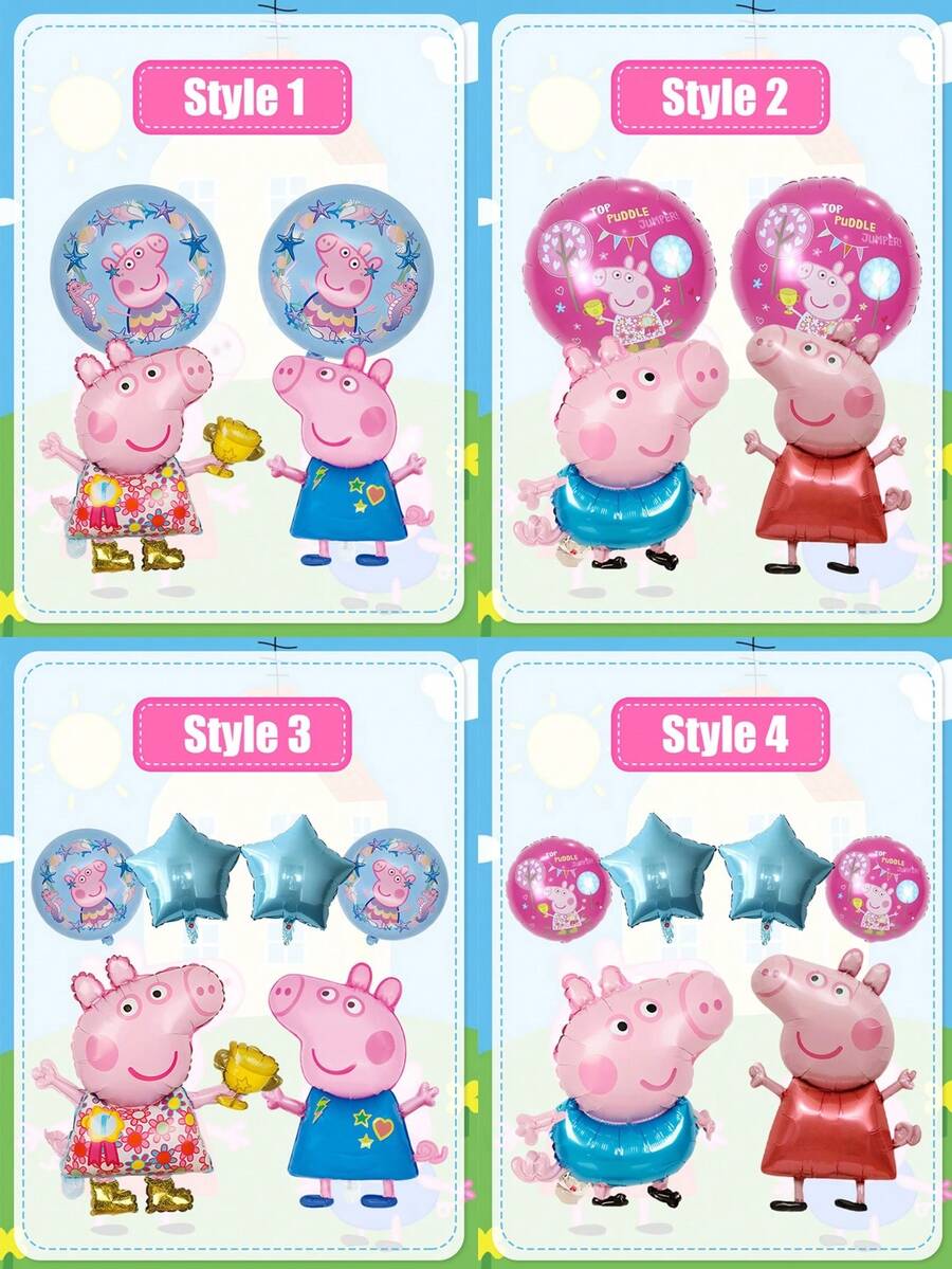 MASSDI Peppa Pig Cartoon Cute Birthday Party Decoration Set - Peppa Pig Balloon Set, Suitable For Wall Decor Background And Balloon Decor For Birthday Celebration Party - 1pc(random color) - View 1