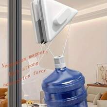 1个双面磁性窗户清洁工具，适用于高层建筑玻璃清洁，耐用塑料手柄和主体，适用于客厅、卧室、浴室 - A - 查看 8