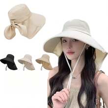 New Summer Ice Silk Large Brim Sun Hat For Women, Sun Protection, UV Protection, Neck Protection, Bucket Hat, Sun Hat - A - View 2