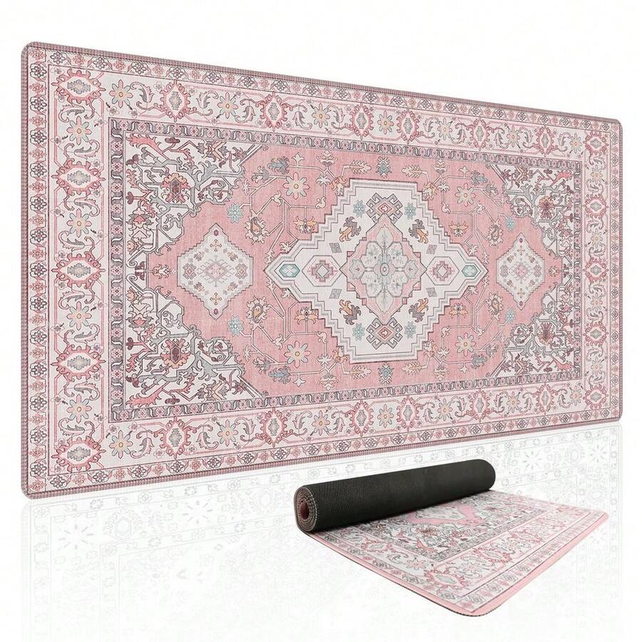 Pink Desk Mat,XXL Extended Large Mouse Pad,Gaming Mousepad With Stitched Edge,Non-Slip Rubber Base Keyboard Desk Pad For Home Office Study Game (Pink) - Rectangle - View 1