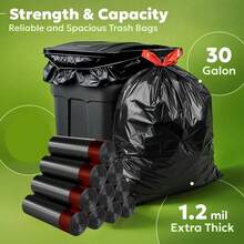 100 Thickened Garbage Bags - Leak-Proof, Tear-Resistant, Odor-Proof Garbage Bags With Reinforced Edges - Suitable For Home, Office, Kitchen, Commercial, Outdoor Use - Compatible With Trash Cans And Bins - A - Xem 4