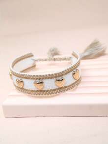 1pc Rivet Heart Bohemian Bracelet - Gold - View 4