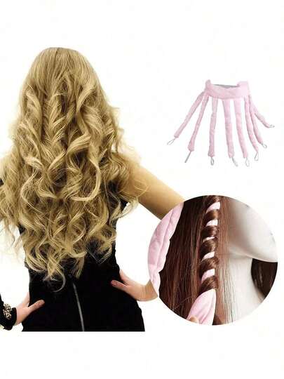 1pc 8-Tooth No-Heat Curling Wand, Soft Wavy Hair Band, Essential Salon, Beauty Salon And Travel Hair Styling Product And Accessory; Back To School, Travel And Vacation Essential; Women's Hair Accessory, Hair Curler, Curling Iron, Hair Curler, Hair, Hairstylist Accessory, Christmas/New Year/Valentine's Day Gift.