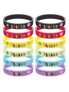 Paw Patrol 12入 汪汪隊立巡邏隊卡通可愛主題橡膠手環，動漫角色玩偶手腕帶，派對裝飾 - 耐用、防水、舒適，適合生日派對、角色扮演、萬聖節 (隨機款式) - 黃色 - 查看 5