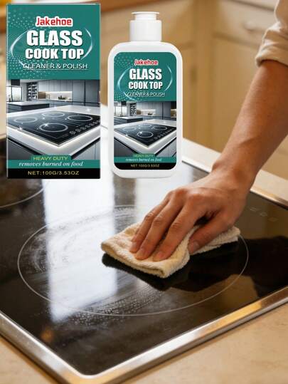 jakehoe 1瓶/100克多用途玻璃灶台清洁剂及抛光剂，适用于商业和家庭厨房清洁，可去除电磁炉和陶瓷灶台上的污渍和油脂。是节日、情人节以及赠送亲朋好友的绝佳礼物。