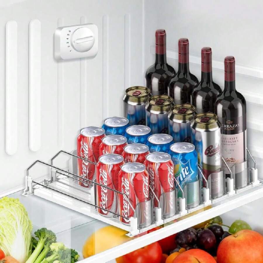 Drink Organizer For Fridge, Upgraded Drink Dispenser For Fridge, Automatic Pusher Glide,12oz 16oz - Can Dispenser For Fridge - Holds Up To 20 Cans - 5 Rows White,42863185 - one-size - View 1