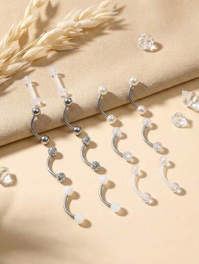 2PCS 16G Titanium Alloy Curved Barbell Eyebrow Tragus G23 Helix Ear Belly Lip Ring Body Piercing Jewelry 8mm 10mm