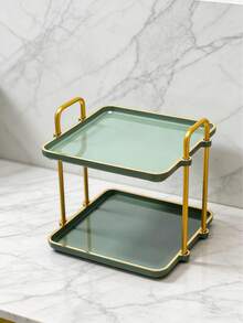 1 pieza Bandeja rectangular verde de dos niveles para desayuno, pan, pastel - Verde - Ver 13