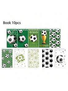 3/5/6/8/10张卡通足球口袋记事本、笔记本、日记本、计划本、周计划本，适合学生和办公人士使用，返校礼物 - 彩色 - 查看 9