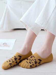 5pcs Unisex Leopard Print Boat Socks Mixed Pack – Perfect For Daily Wear - Multicolor - View 2