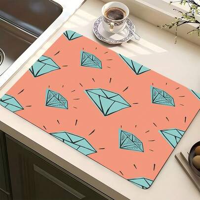 1 件装厨房台面吸水垫，吸水性强，防滑咖啡垫，耐热台面装饰，适用于咖啡吧、餐桌，多种款式可选