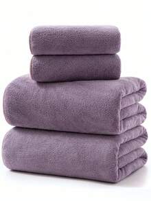 Minimalist Coral Fleece Solid Color Soft Absorbent Quick-Dry Bath Towel/Hand Towel For Home Use - Grey - View 8