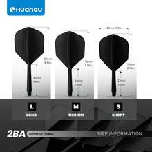 HUANQU 6 PIÈCES 2BA Plumes de fléchettes professionnelles universelles à filetage, Set de plumes de fléchettes d'une seule pièce, plumes de fléchettes professionnelles, anti-collision, ne se plient pas facilement, accessoires de fléchettes, manches de fléchettes universels 70 mm/75 mm/80 mm court/moyen/long, 8 options de couleurs - Multicolore - Voir 3