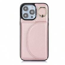 AWQUER PU Faux Leather Wallet Case Suitable For IPhone 17 Air 17E 16E 16 15 14 13 12 11 Pro X XS Max XR 8 7 Plus SE 5G 2022 2020 SE3 SE2 Kickstand Card Slots Mobile Phone Bag Cover With Finger Ring Holder - Rose Gold - View 31
