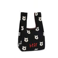 1pc New Holiday Gift Bag, Teddy Bear Birthday Tote Bag, Outdoor Carry Bag - Multicolor - View 7