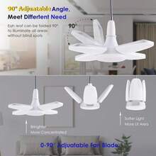28W 可折叠 LED 叶子灯泡 E26/E27，2800LM 高亮度，可调节叶片角度设计，适用于车库和地下室。（1个） - 白色 - 查看 7