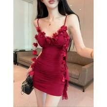 Women Short Dresses - Red - View 5