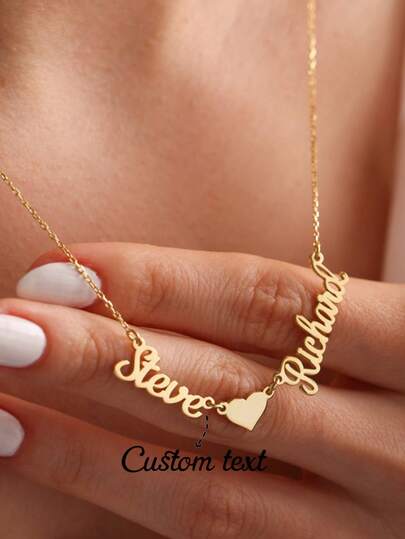 Customized Heart-Shaped Necklace With Multiple Names, Stainless Steel Personalized Couple Name Necklace, Family Christmas Jewelry Gift, Suitable For Mother's Day, Daily Wear, And Anniversary